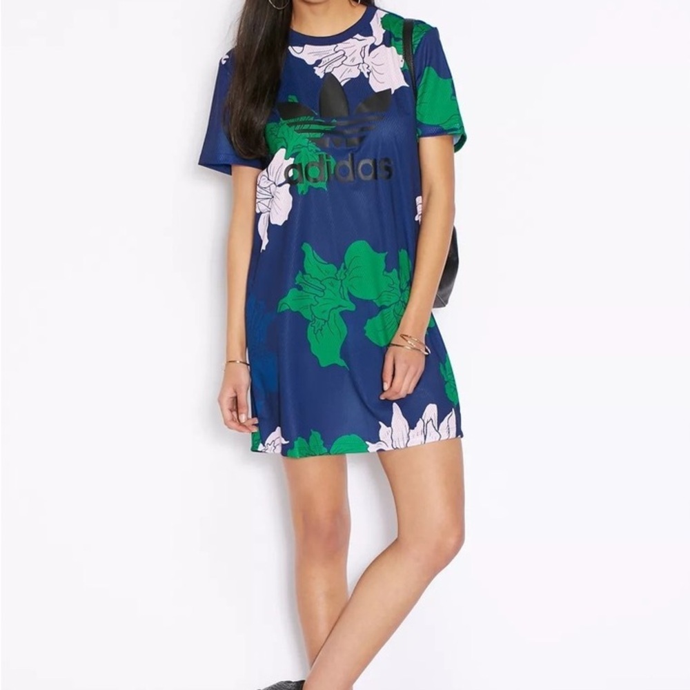 Adidas Dress T-Shirt Long Floral Sz S
